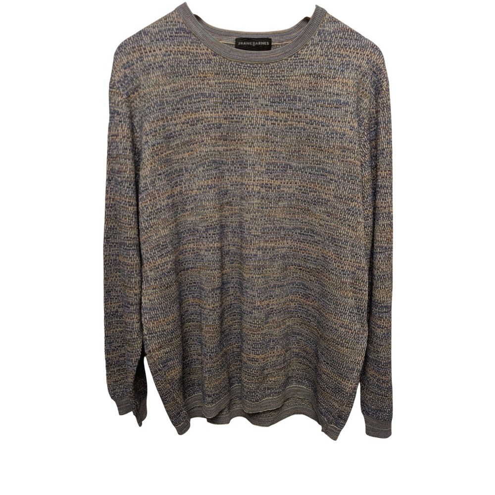 Jhane Barnes Men's Silk Blend Textured Knit Crewneck Sweater Multicolor Grandpa